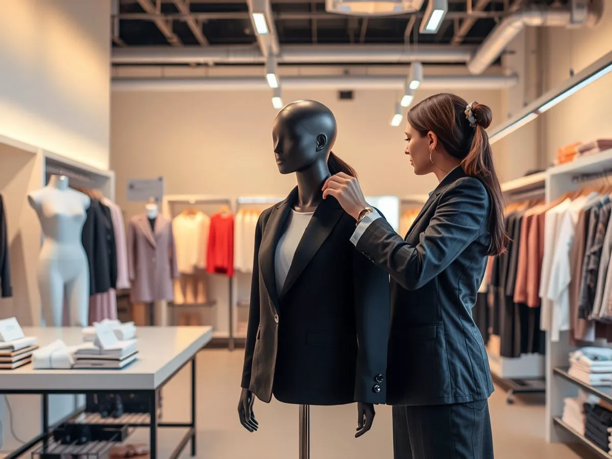 温妮品牌女装门店陈列展示，模特穿着当季服装，货架整齐，灯光柔和