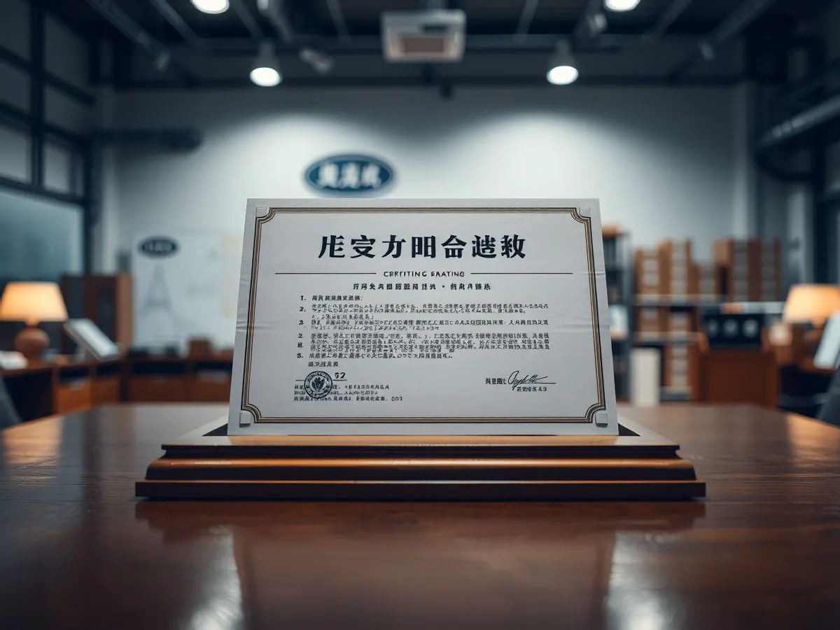 温妮品牌商标注册证书摆放在办公桌上，背景为商务办公环境